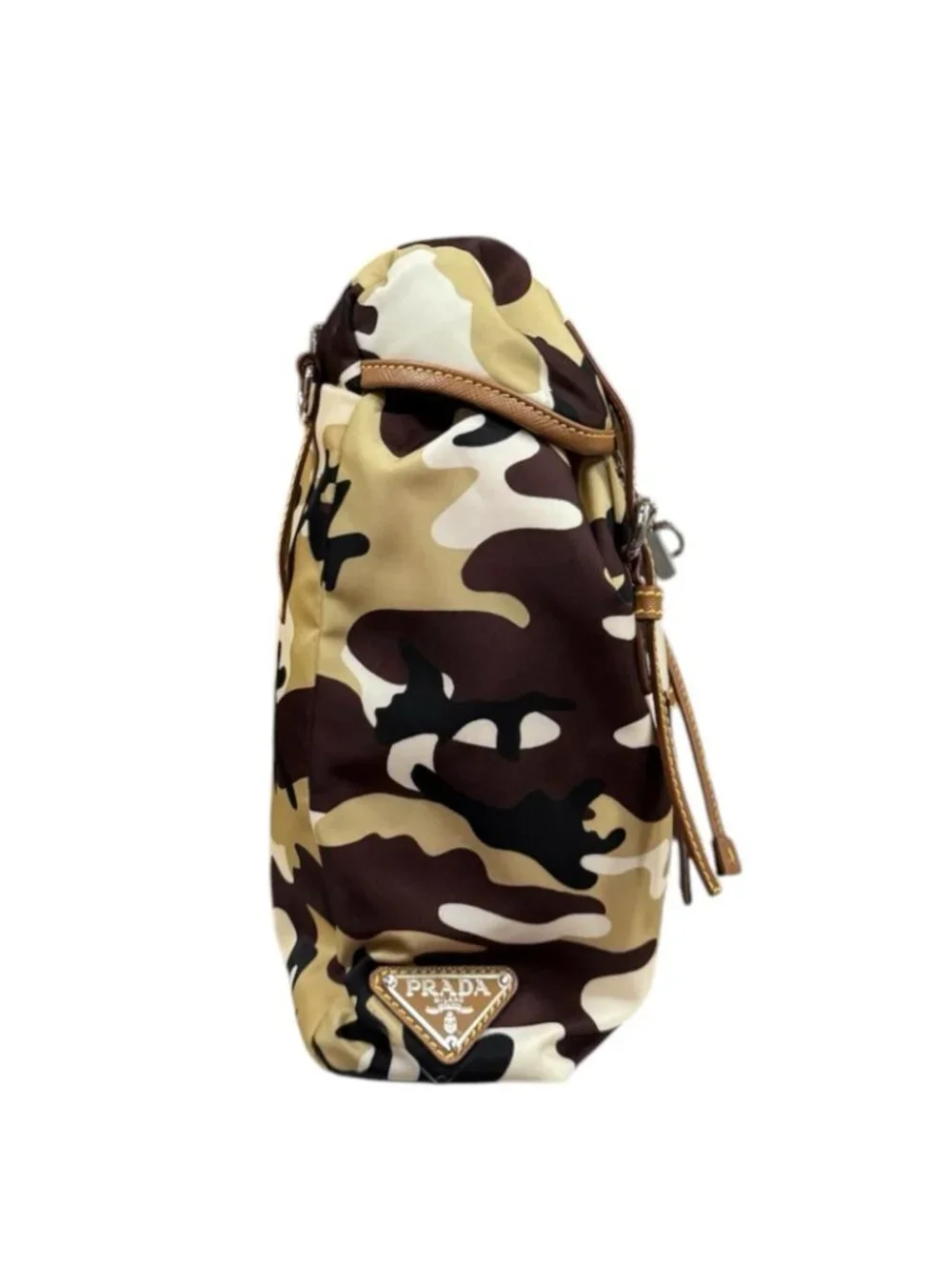 Prada Camouflage Pattern Shoulder Bag Nylon Brown